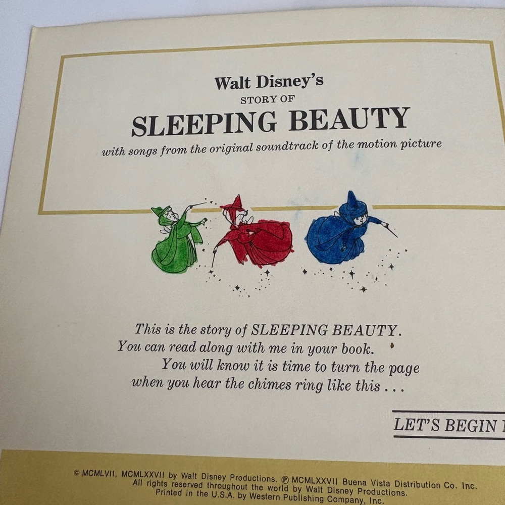 Lot of 2 Vintage Disney Read-Along Books• Sleeping Beauty + Valentine La Baleine - Picture 7 of 8